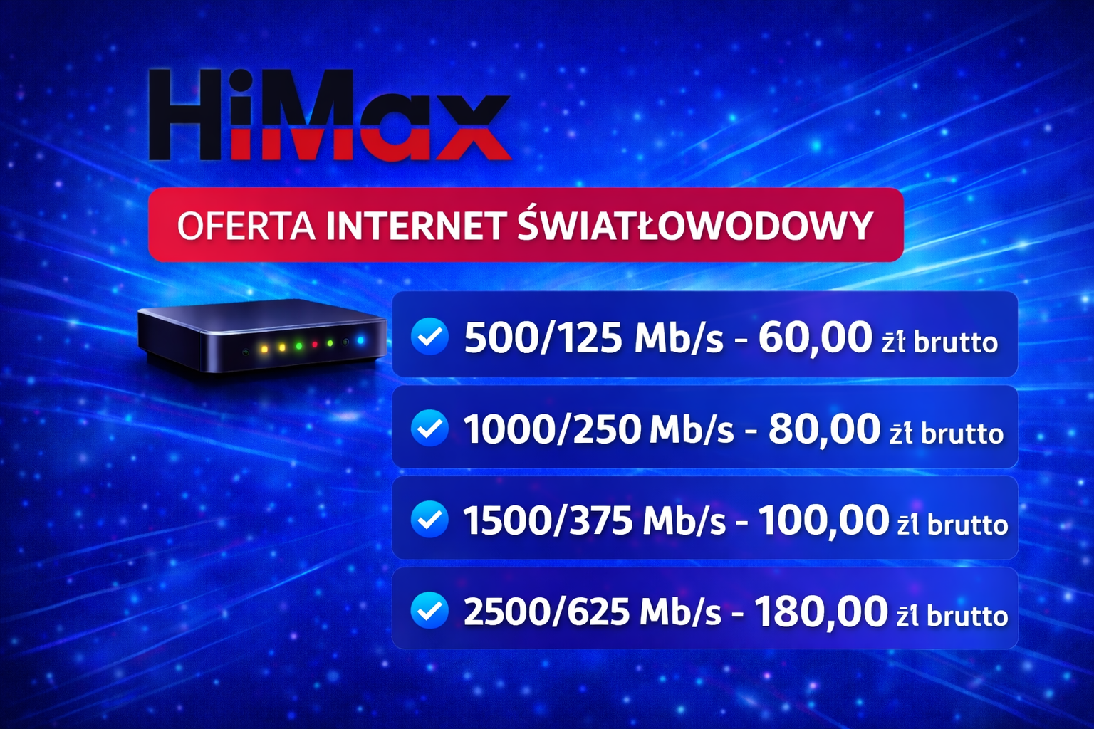 Pakiety internetu światłowodowego